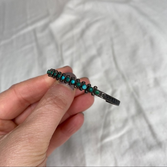Vintage Silver & Turquoise Green Baby Open Bangle